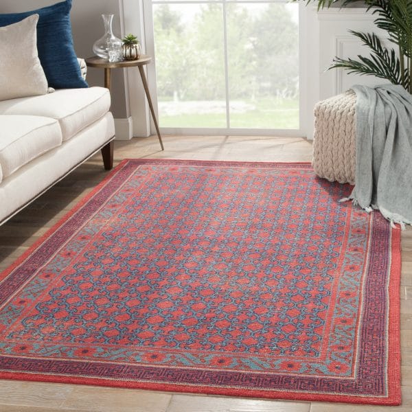 Concord Hand-Knotted Medallion Red/ Blue Area Rug (8'X10')