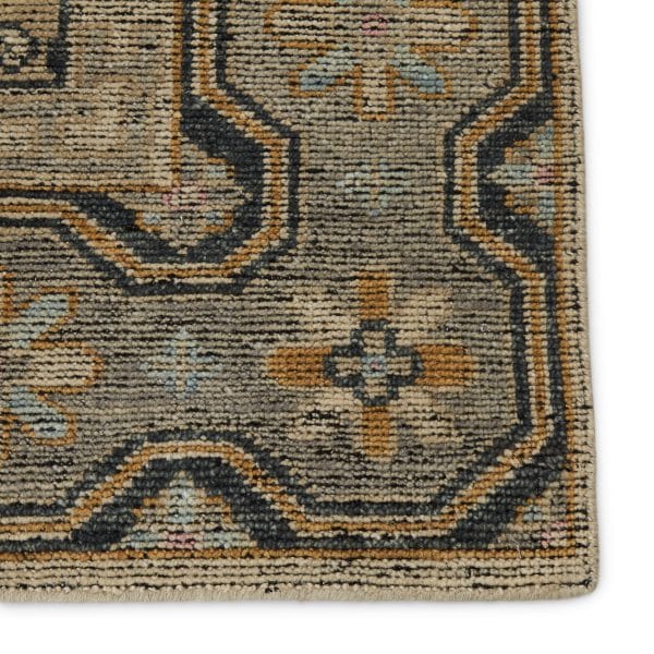 Delpha Hand-Knotted Medallion Blue/ Yellow Area Rug (6'X9')