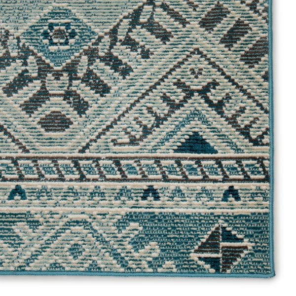 Nikki Chu by  Sax Indoor/ Outdoor Tribal Blue/ White Area Rug (4'X5'8")