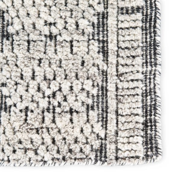 Torsby Hand-Knotted Geometric Black/ Ivory Area Rug (5'X8')