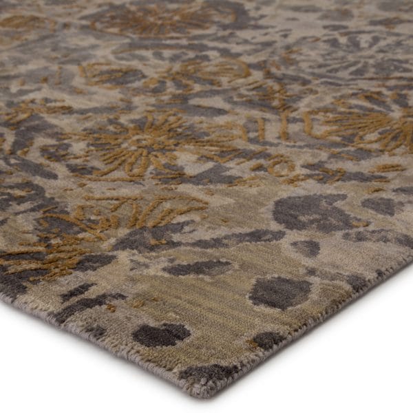 Jenny Jones by  Madagascar Hand-Knotted Trellis Gray/ Gold Area Rug (8'X10')
