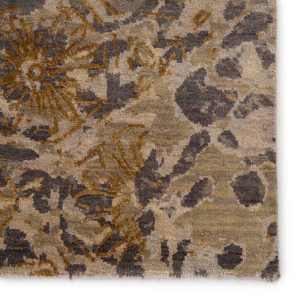 Jenny Jones by  Madagascar Hand-Knotted Trellis Gray/ Gold Area Rug (8'X10')