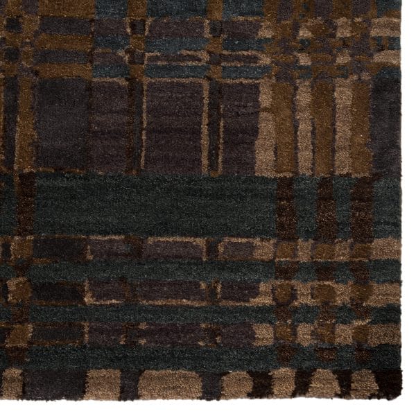 Jenny Jones by  Outlander Hand-Knotted Geometric Green/ Brown Area Rug (8'X10')