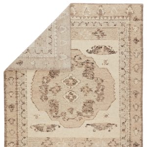 Solna Hand-Knotted Medallion Beige/ Brown Area Rug (6'X9')