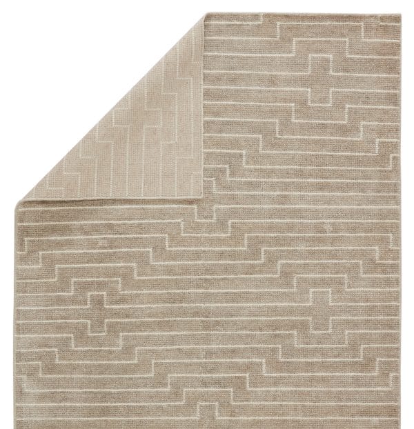 Alloy Handmade Striped Light Taupe/ White Area Rug (5'X8')