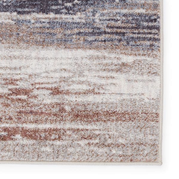 Vibe by  Oberon Abstract Light Gray/ Brown Runner Rug (3'X8')