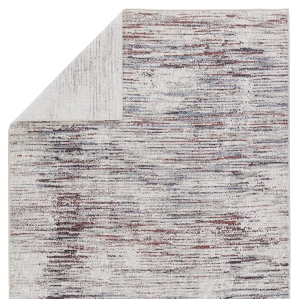 Vibe by  Wystan Abstract Gray/ Burgundy Runner Rug (3'X8')