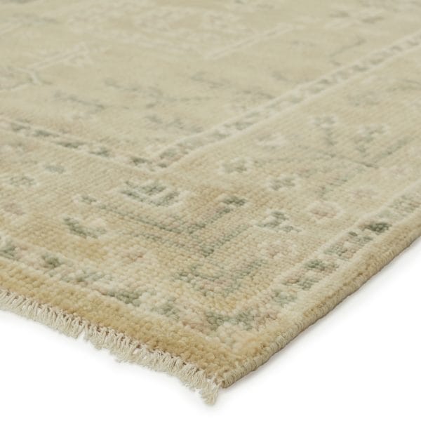 Ginerva Hand-Knotted Oriental Cream/ Green Area Rug (6'X9')