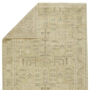 Ginerva Hand-Knotted Oriental Cream/ Green Area Rug (6'X9')