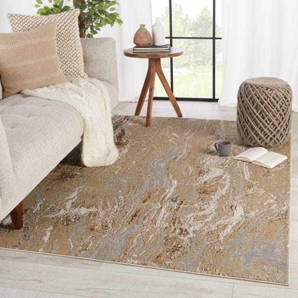 Vibe by  Druzy Abstract Gold/ Gray Runner Rug (2'2"X8')