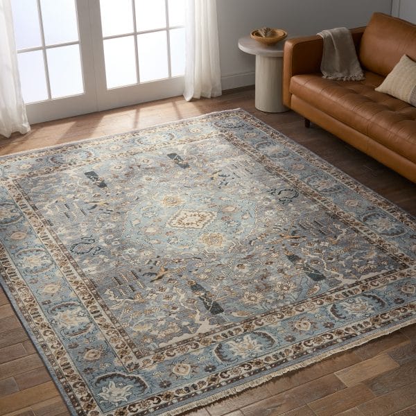 Pendulum Hand-Knotted Medallion Blue/ Brown Area Rug (6'X9')