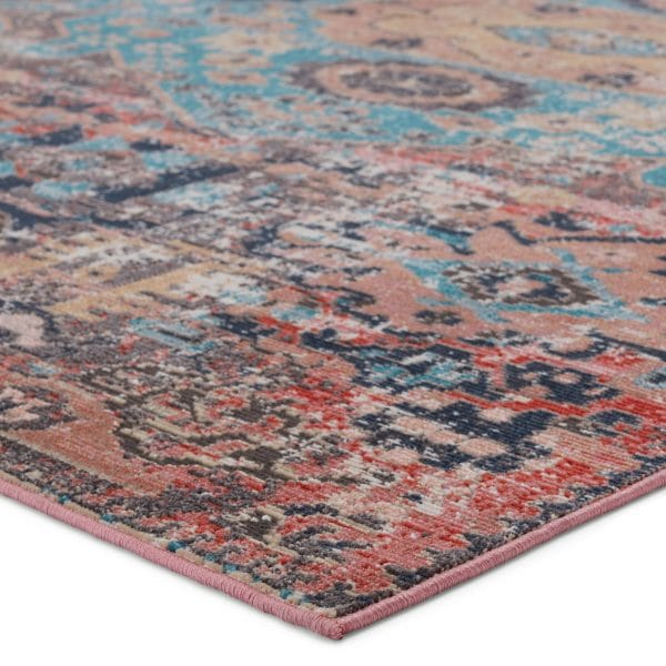 Vibe by  Presia Indoor/ Outdoor Medallion Red/ Teal Runner Rug (2'6"X8')