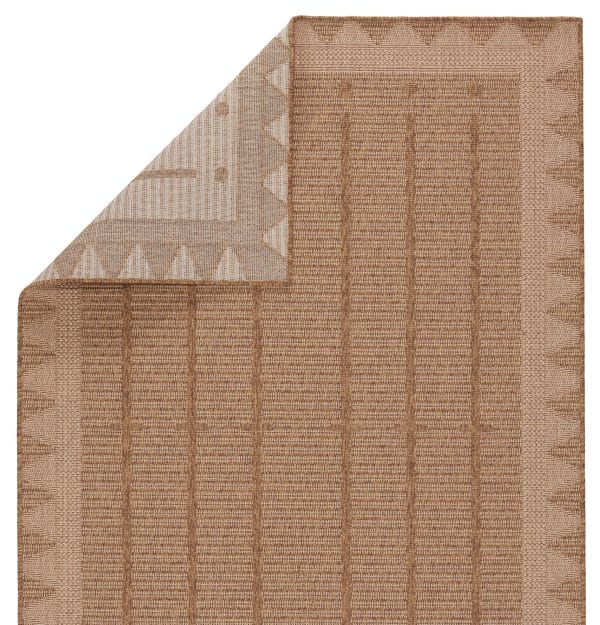 Vibe by  Akamai Indoor/ Outdoor Bordered Beige/ Light Brown Area Rug (4'X6')