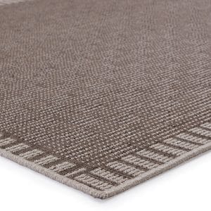 Vibe by  Iti Indoor/ Outdoor Bordered Taupe/ Gray Runner Rug (2'6"X8')