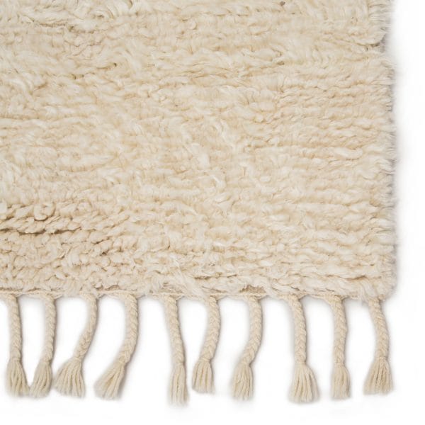 Akka Hand-Knotted Solid Cream Area Rug (8'X11')