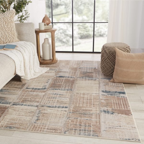 Vibe by  Halvard Abstract Ivory/ Blue Runner Rug (3'X8')