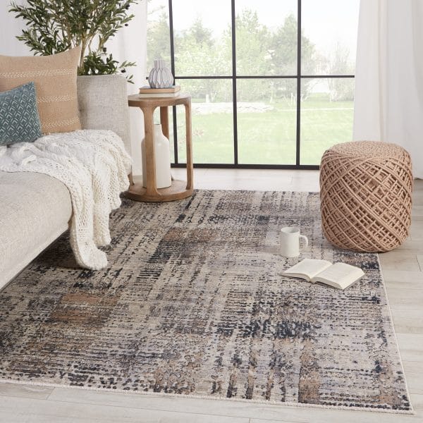 Vibe by  Damek Abstract Gray/ Taupe Runner Rug (3'X8')
