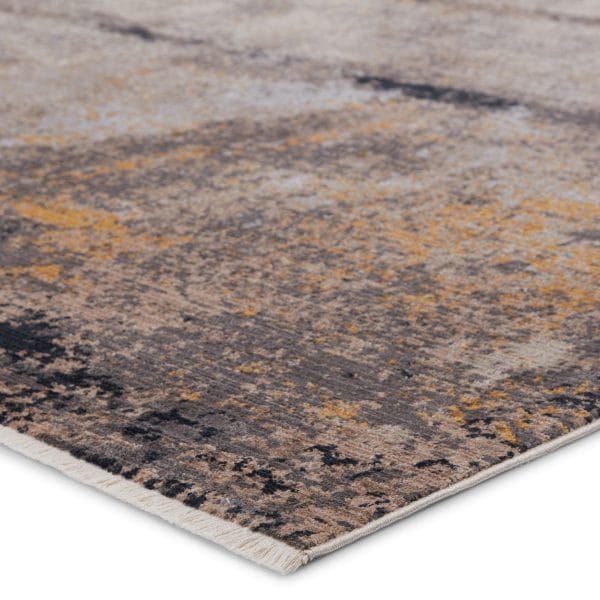 Vibe by  Trevena Abstract Gray/ Gold Runner Rug (3'X8')