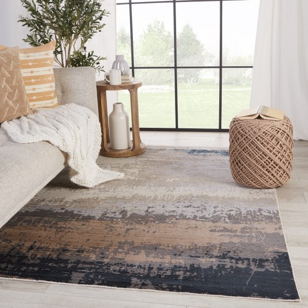 Vibe by  Wystan Abstract Gray/ Blue Area Rug (8'10"X12'7")