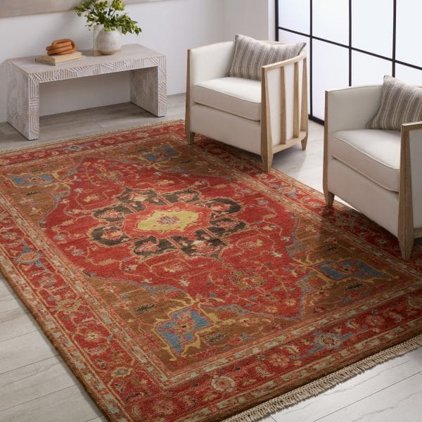 Artemis by  York Hand-Knotted Medallion Red/ Brown Area Rug (6'X9')