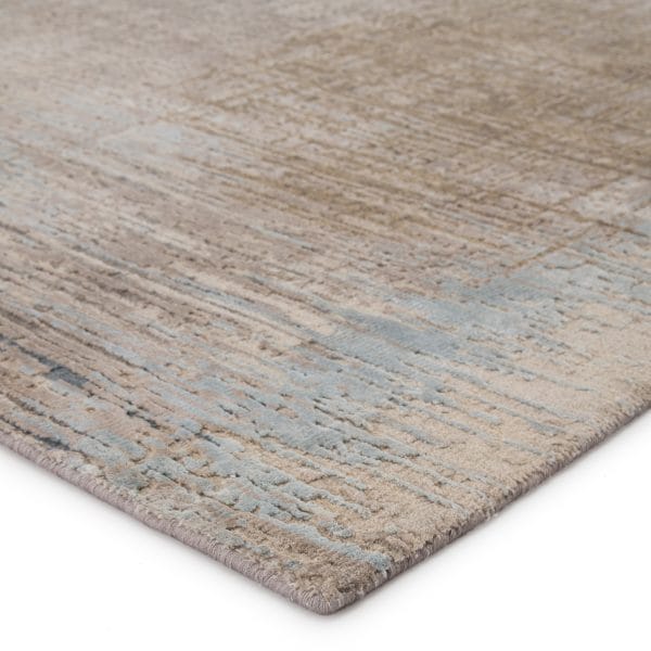 Jenya Hand-Knotted Abstract Light Gray/ Light Blue Area Rug (8'X10')