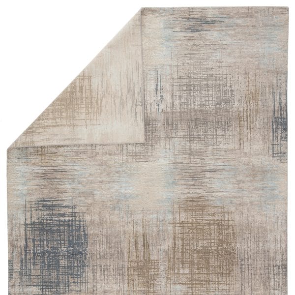 Jenya Hand-Knotted Abstract Light Gray/ Light Blue Area Rug (8'X10')