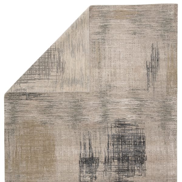 Jenya Hand-Knotted Abstract Gray/ Tan Area Rug (8'X10')