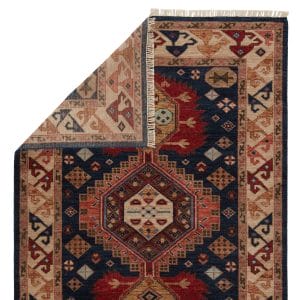 Artemis by  Karter Hand-Knotted Medallion Blue/ Red Area Rug (5'6"X8')