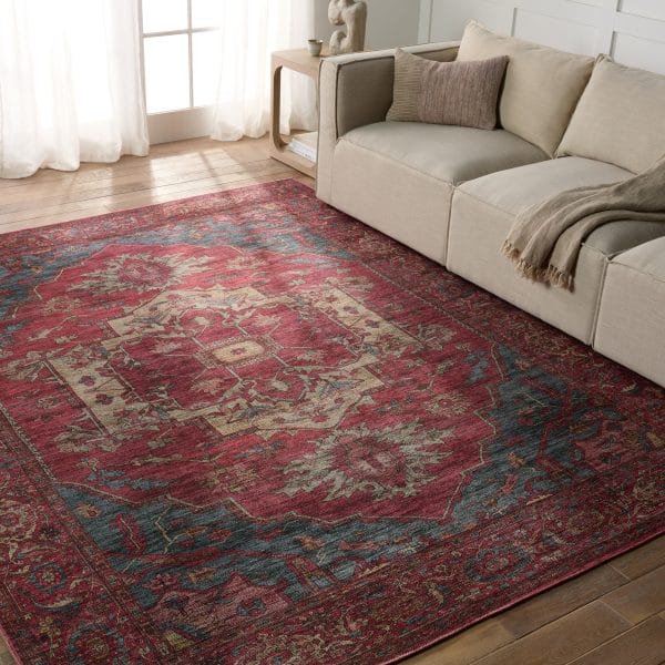 Vibe by  Gloria Medallion Red/ Blue Runner Rug (3'X8')