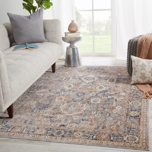 Vibe by  Inari Oriental Light Taupe/ Blue Runner Rug (3'X8')