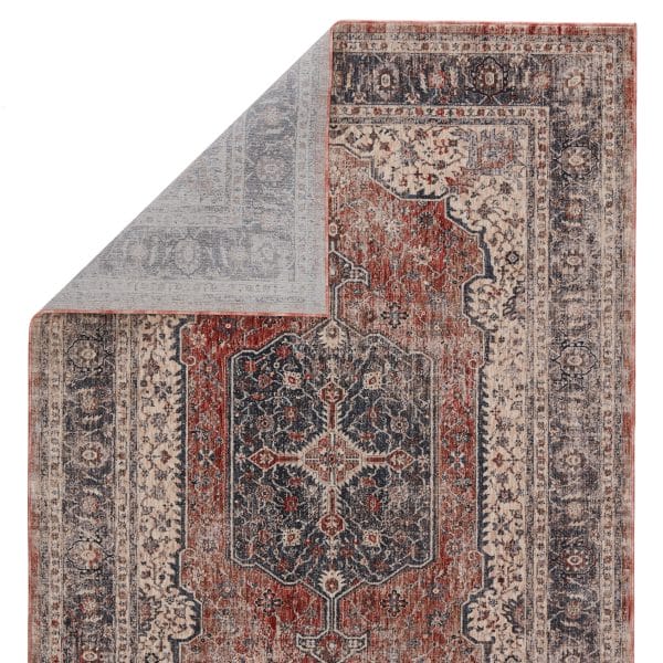 Vibe by  Temple Medallion Gray/ Red Runner Rug (3'X8')