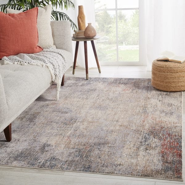 Vibe by  Kyson Abstract Light Taupe/ Blue Runner Rug (3'X8')