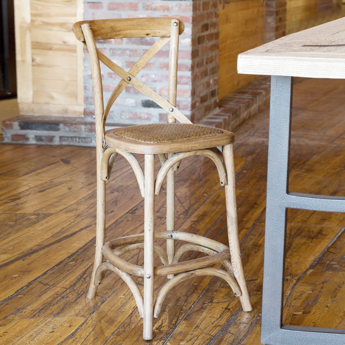 Wooden Cross Back Counter Stool - Image 2