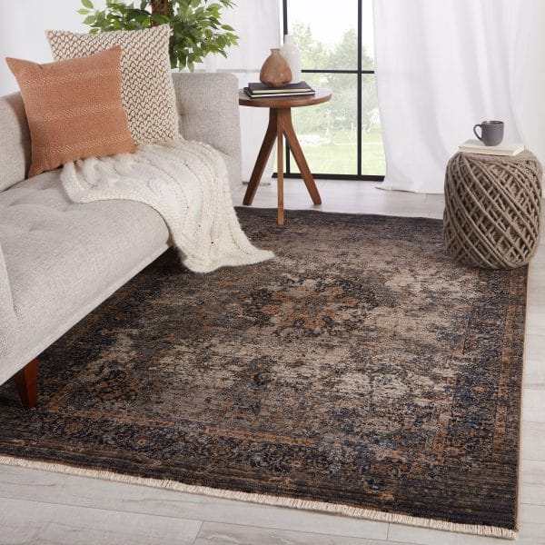 Vibe by  Enyo Medallion Taupe/ Blue Area Rug (5'X8')