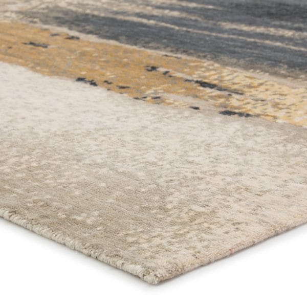 Zoe Bios Creative by  Mignonne Hand-Knotted Abstract Gold/ Gray Area Rug (5'X8')
